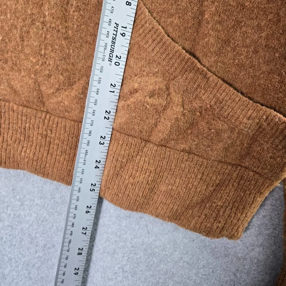 Madewell Women‎ Sweater Medium Brown Faux Wrap Merino Wool Alpaca Blend Pullover